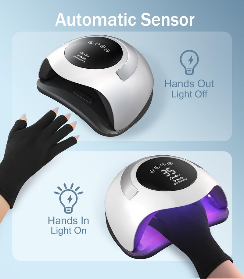 Easkep 120W UV Light for Nails - UV Nail Lamp with Gloves Kit Nail Dryer Lamp for Gel Nails Professional for Home and Salon - Image 5